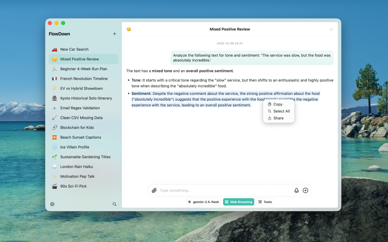 FlowDown App Screenshot